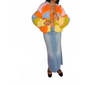 NEW HOPE MACAULAY kaia colossal knit jacket in pink/orange/ blue/yellow/green
